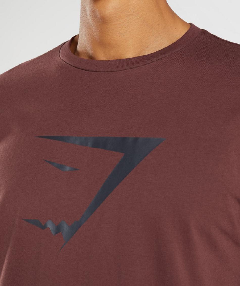 T Shirts Męskie Gymshark Sharkhead Infill Różowe Brązowe | PL 3819AHK